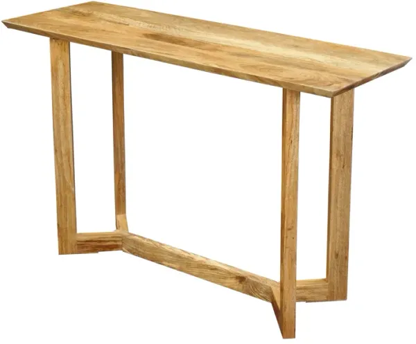 Nina Console Table | 48" Rectangular Top | Open Frame with Trestle Base | Natural Brown Mango Wood