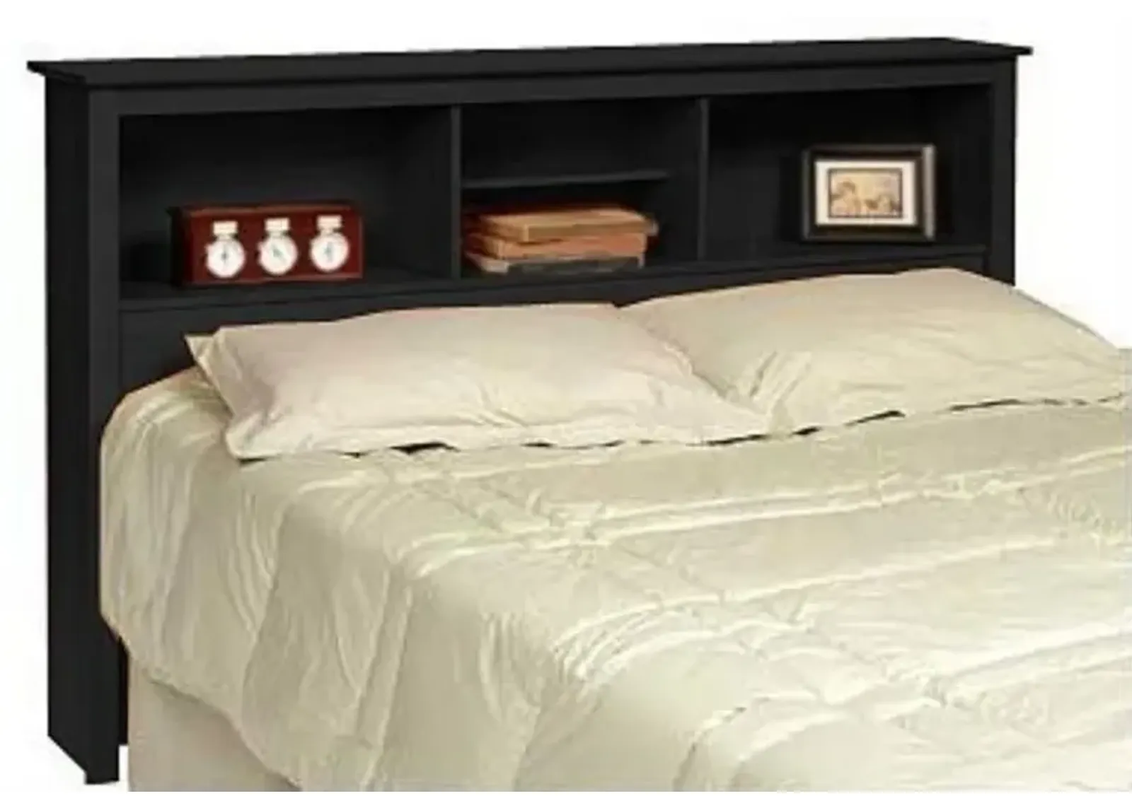 Queen-size Storage Headboard in Black Finish