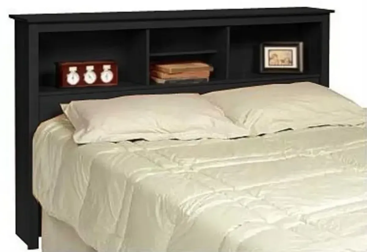 Queen-size Storage Headboard in Black Finish