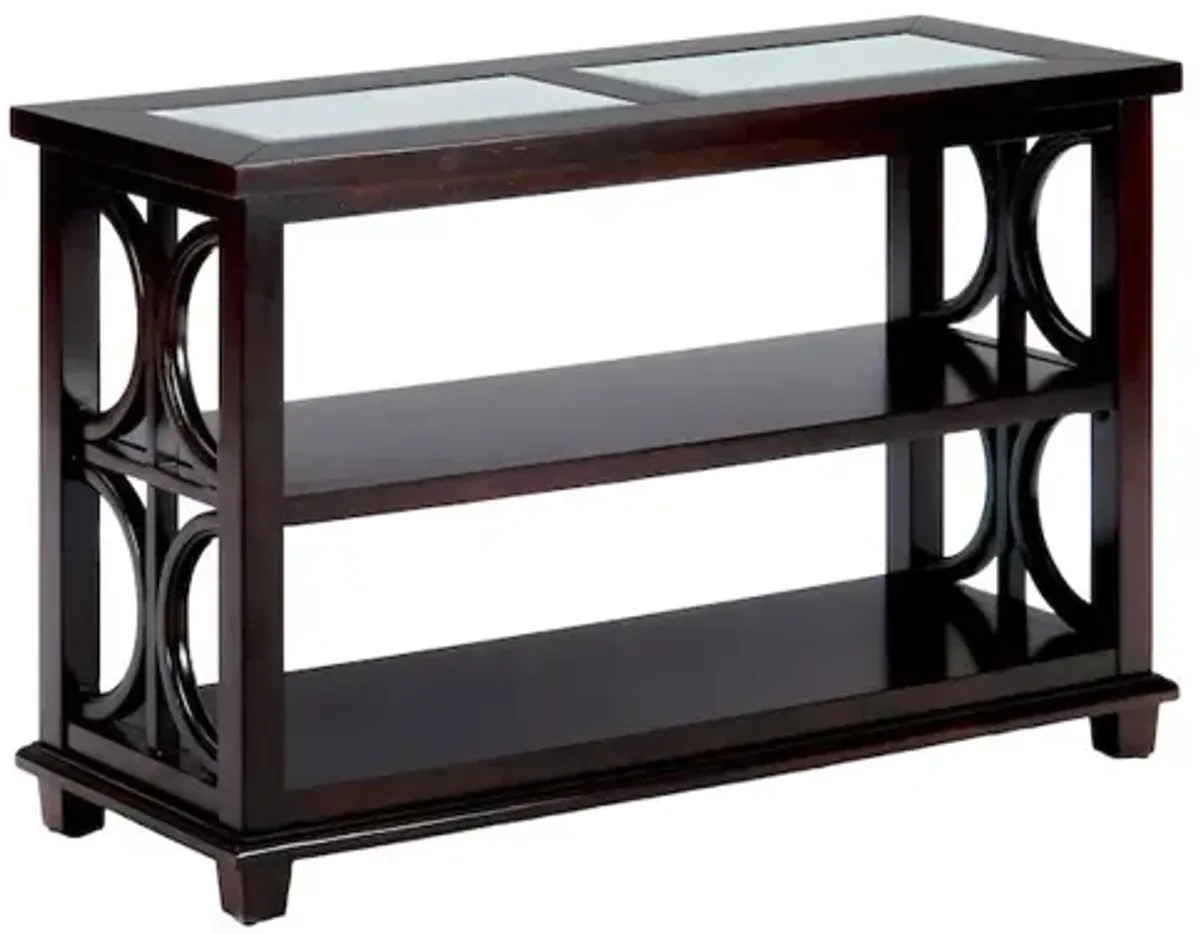 Jofran Panama Brown Contemporary Wood and Glass Sofa Table