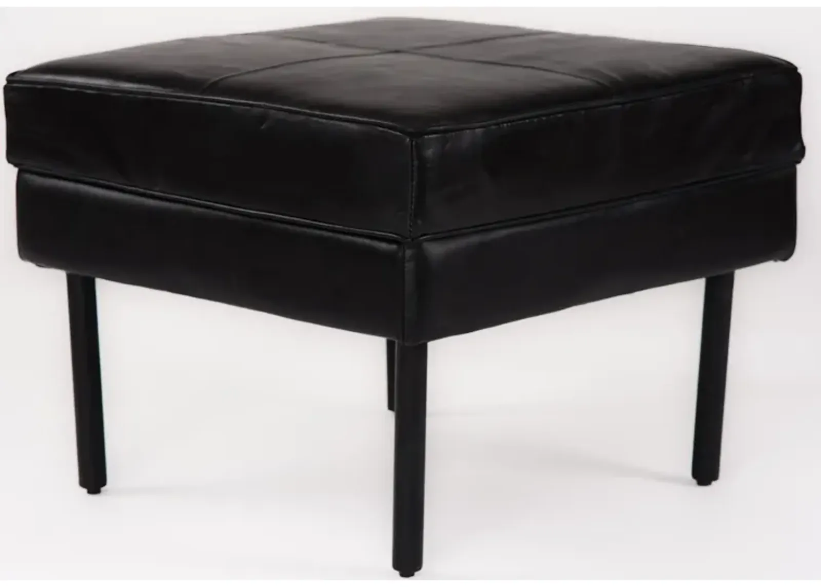 Handmade Eco-Friendly Geometric Buffalo Leather & Iron Black Square Ottomon Stool 24"x24"x18" From BBH Homes