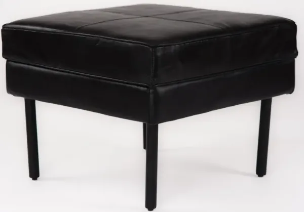 Handmade Eco-Friendly Geometric Buffalo Leather & Iron Black Square Ottomon Stool 24"x24"x18" From BBH Homes
