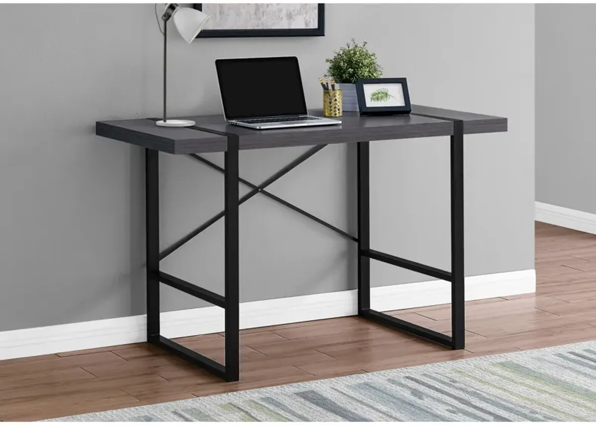 Monarch Specialties I 7312 Computer Desk, Home Office, Laptop, 48"L, Work, Metal, Laminate, Grey, Black, Contemporary, Modern