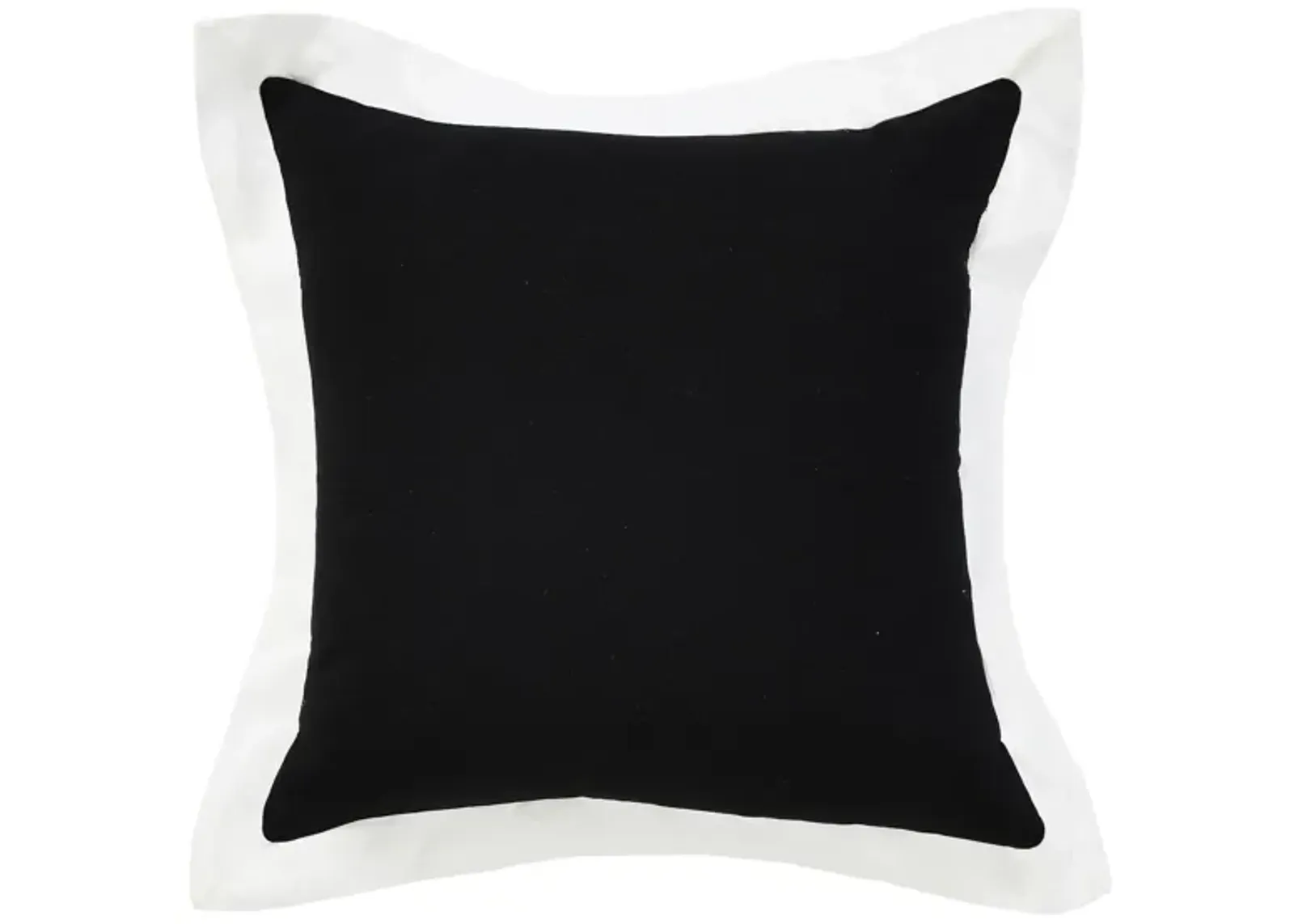 20" Black and White Bordered Flange Frame Square Throw Pillow