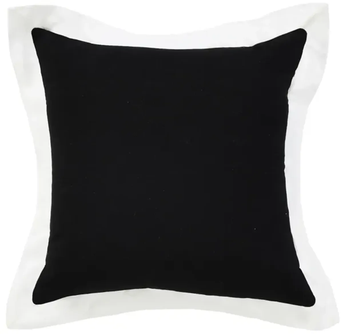 20" Black and White Bordered Flange Frame Square Throw Pillow