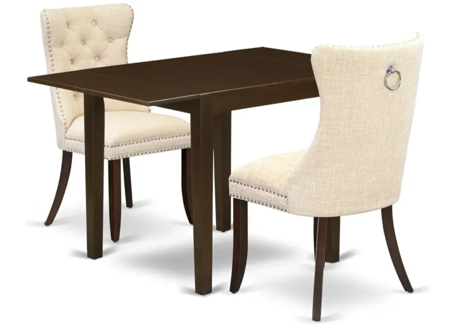 3 Piece Dinette Set Consists of a Rectangle Dining Table with Dropleaf