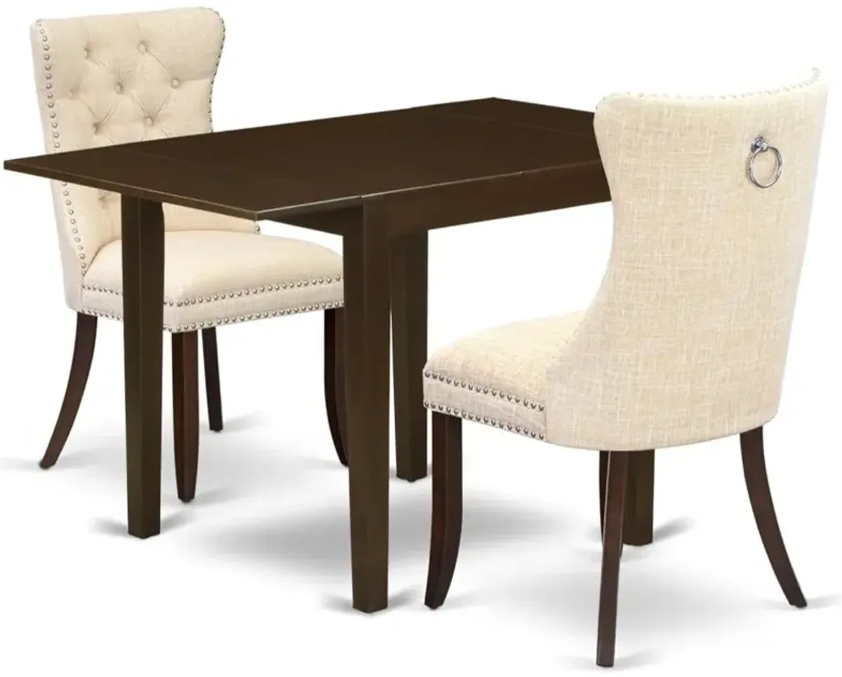 3 Piece Dinette Set Consists of a Rectangle Dining Table with Dropleaf