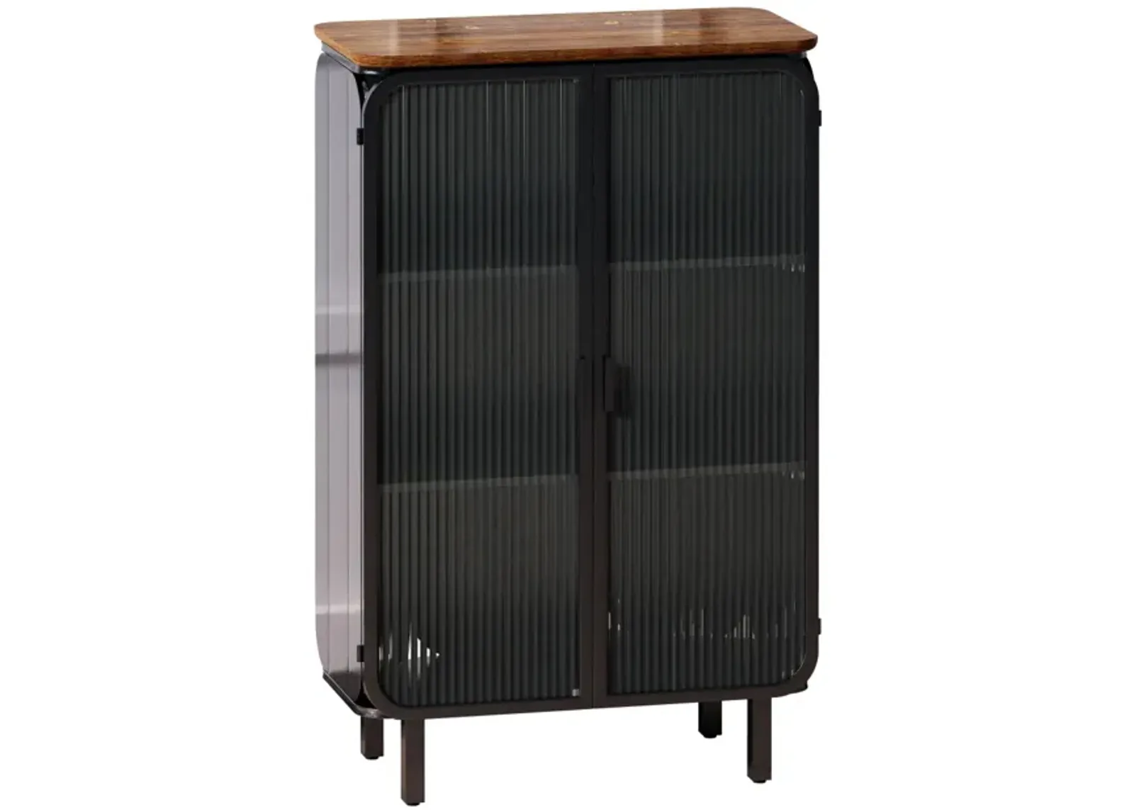 28.35" Glass Doors Modern Two-Door Cabinet With Featuring Three-Tier Storage