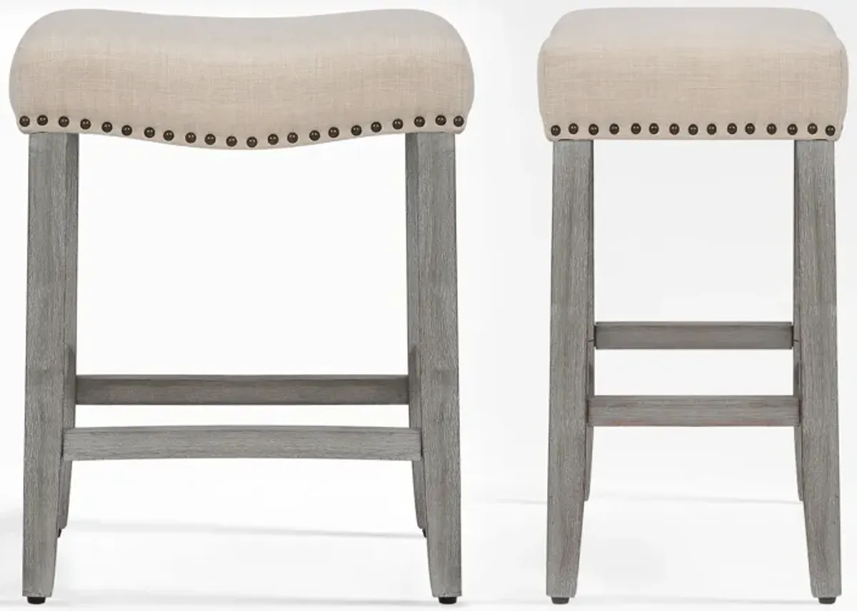 WestinTrends 24" Upholstered Saddle Seat Counter Stool (Set of 2)