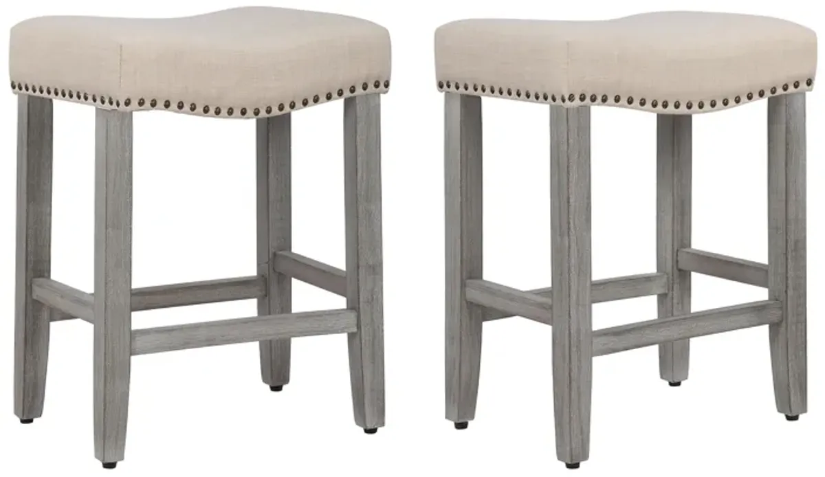 WestinTrends 24" Upholstered Saddle Seat Counter Stool (Set of 2)