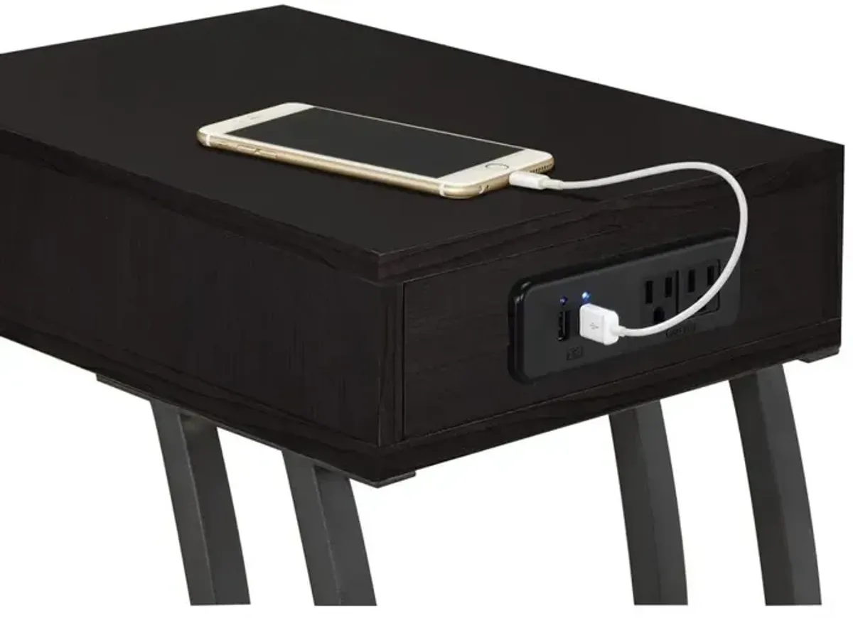 Troy Accent Table with Power Outlet Cappuccino