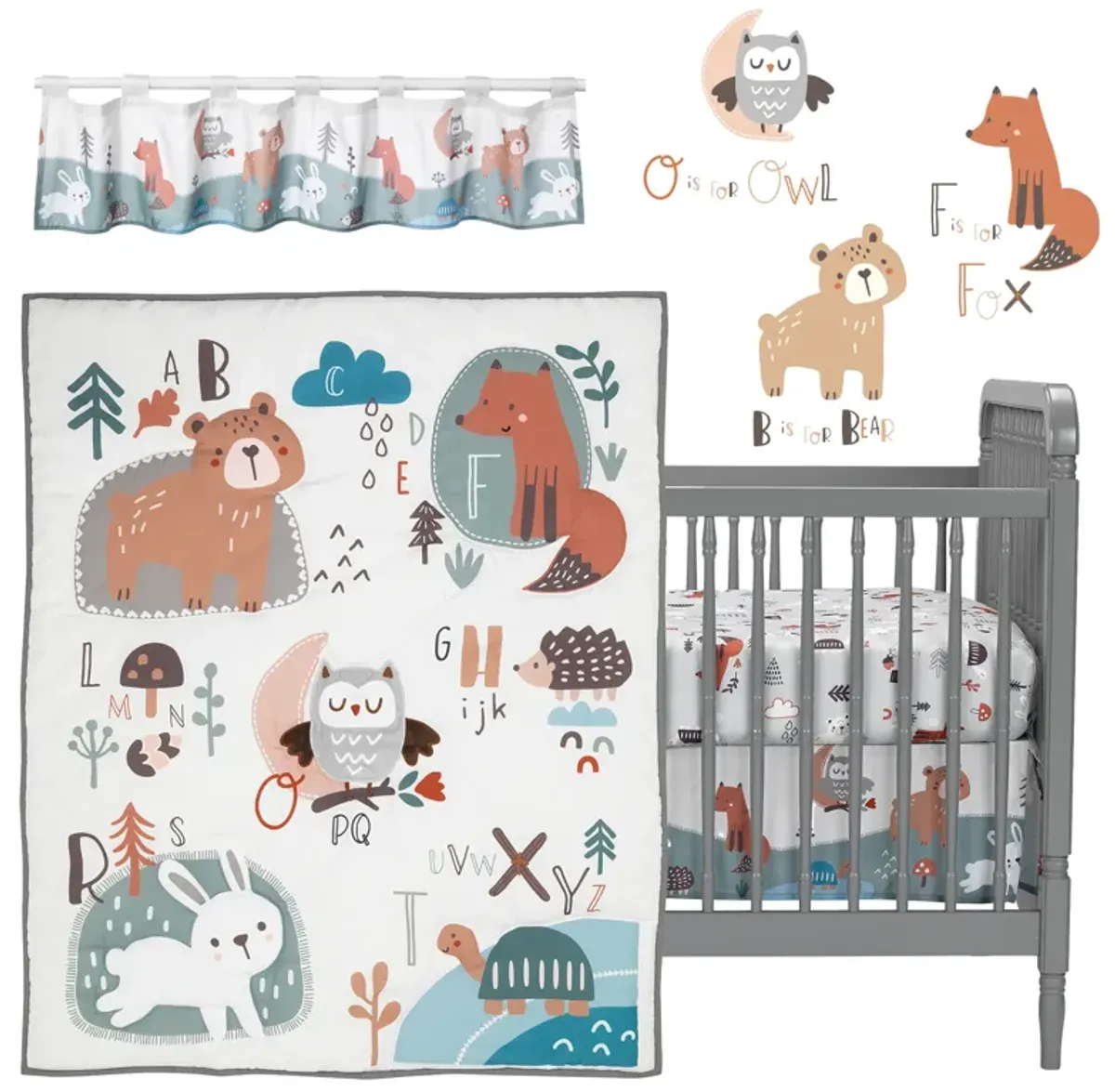 Bedtime Originals Animal Alphabet 5-Piece Infant Nursery Baby Crib Bedding Set