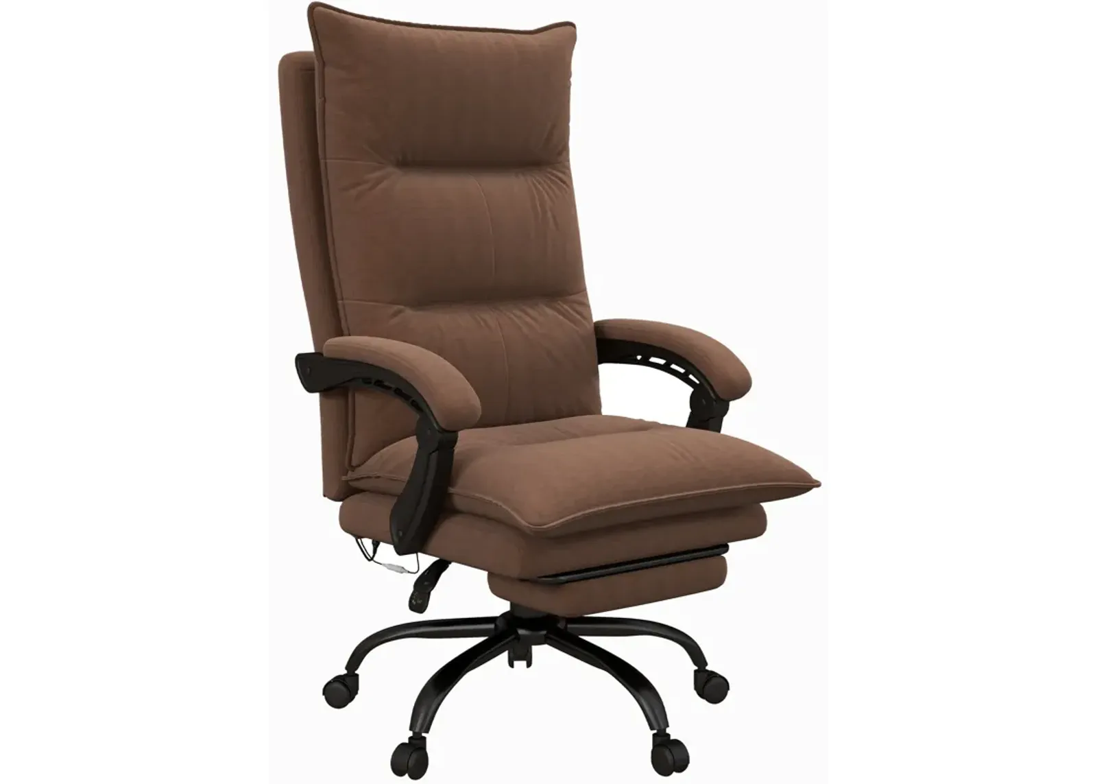 Cozy Brown Massage Recliner: 6 Vibration Points, Footrest, Padding