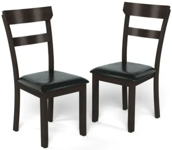 Hivvago Set of 2 Dining Chairs With Rubber Wood Frame and Upholstered Faux Leather Seat