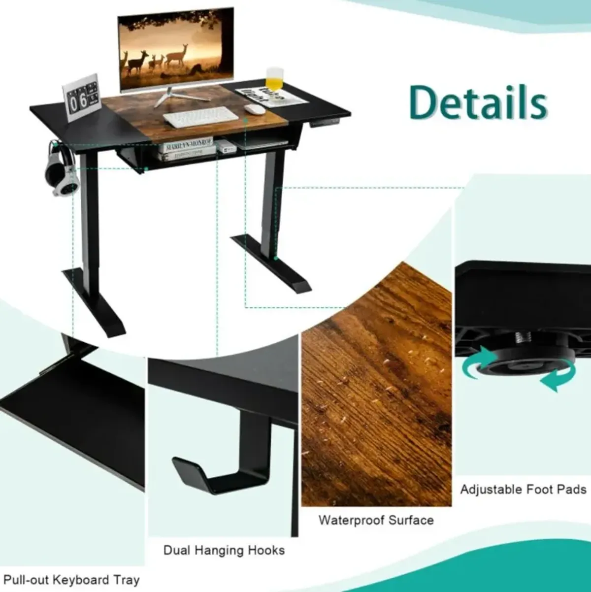 Hivvago 48 Inch Standing Desk with Keyboard Tray