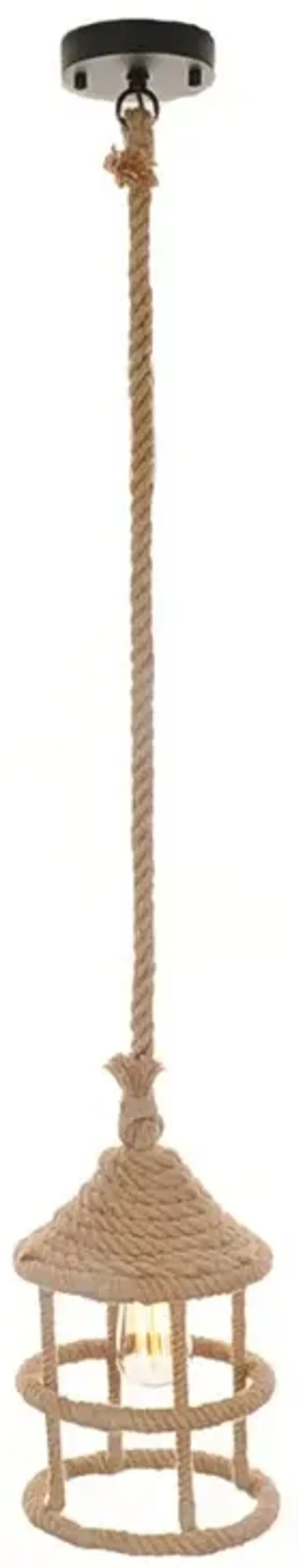 Hivvago Beige and Black Iron and Rope Ceiling Light