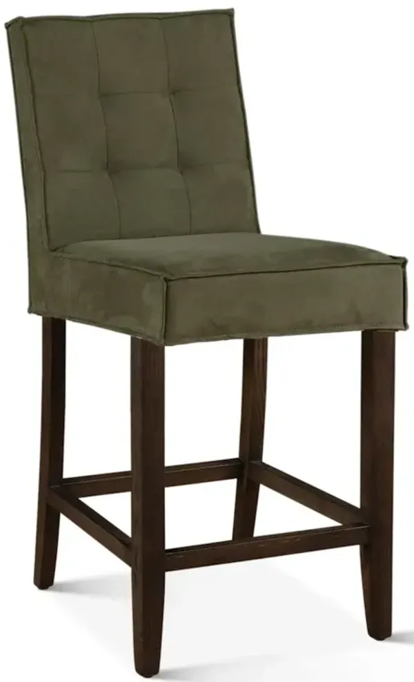 World Interiors Aven Counter Chair In Green Eco-Suede With Dark Legs