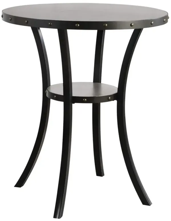 36 Inch Round Wood Bar Table with Flared Legs, Gray-Benzara