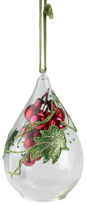 6" Red Grape Cluster Teardrop Cloche Christmas Ornament