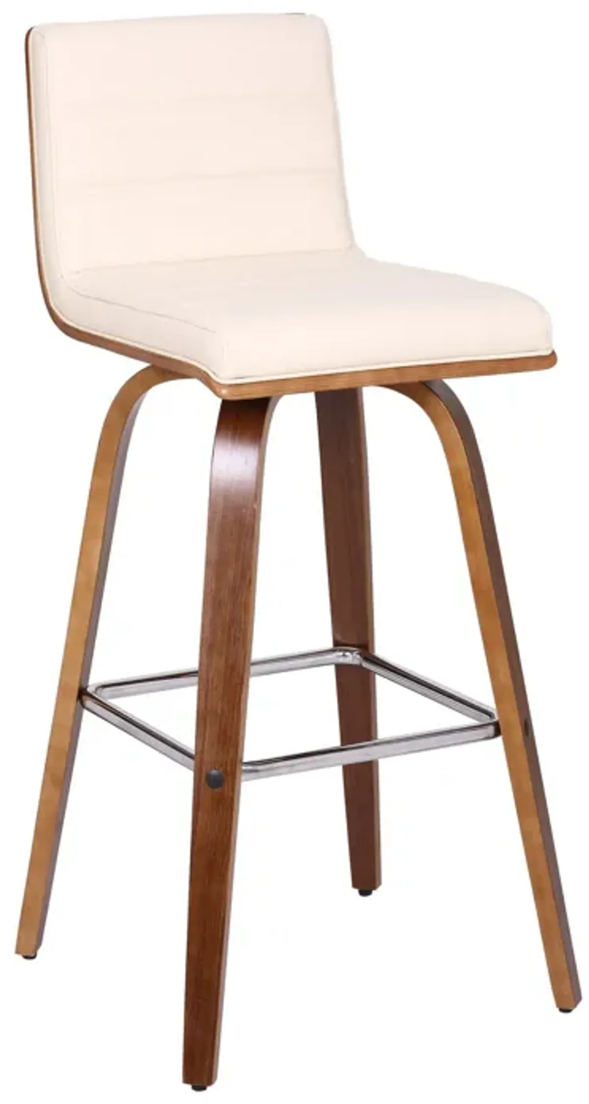 Leatherette Sloped Seat Barstool with Angled Legs, Cream-Benzara