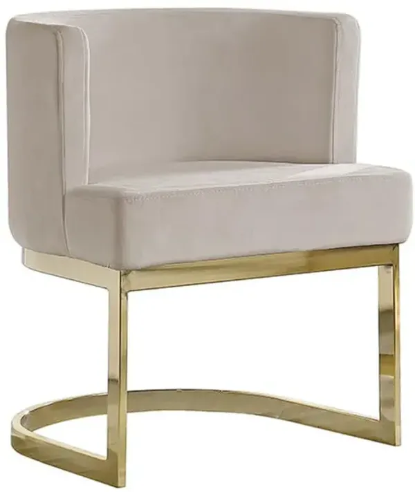 Best Quality Furniture Beige Velvet Side Chair With Gold, Chrome Base - Single