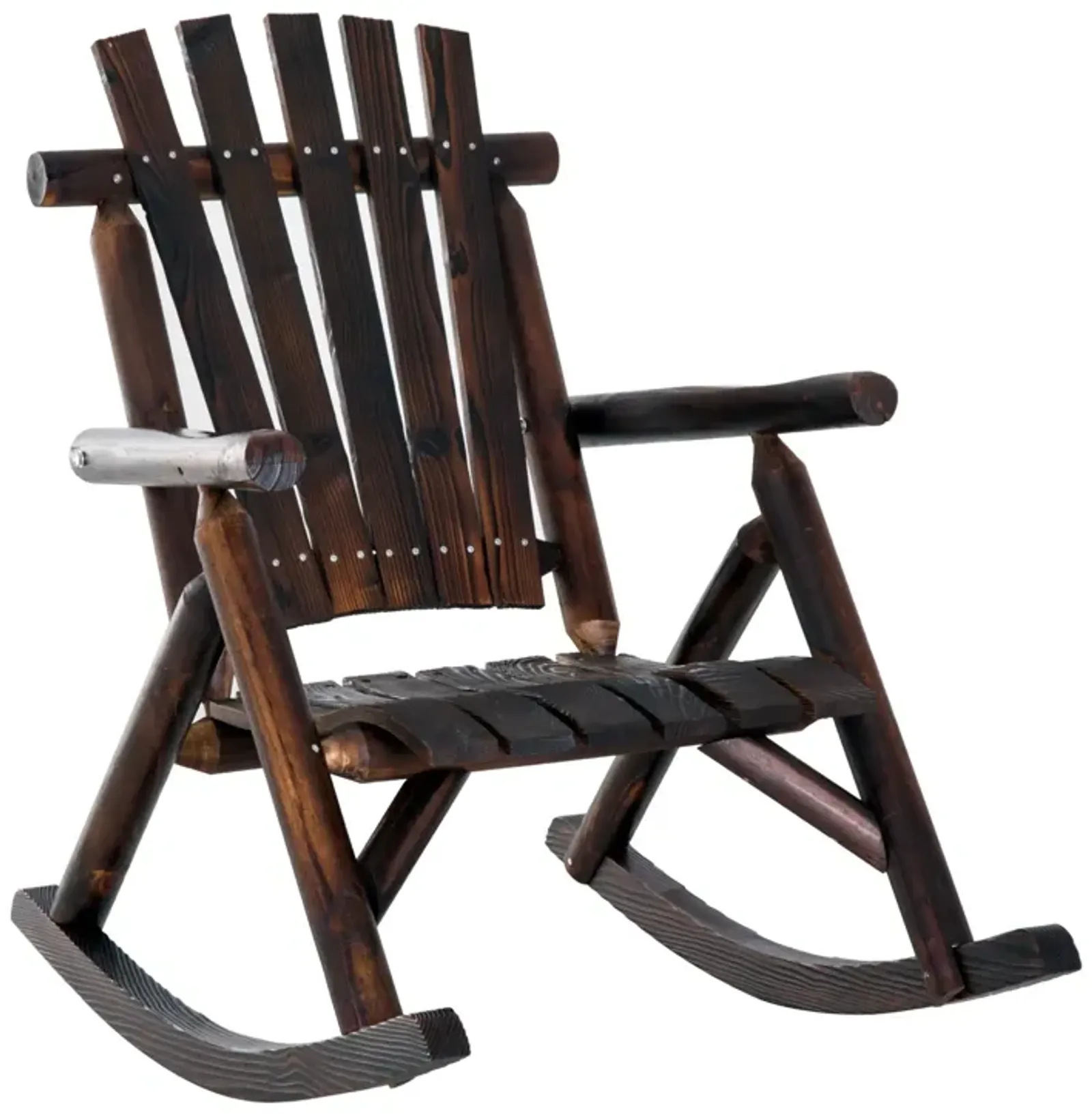 Rustic Porch Perch: Carbonized Wooden Adirondack Log Rocking Chair