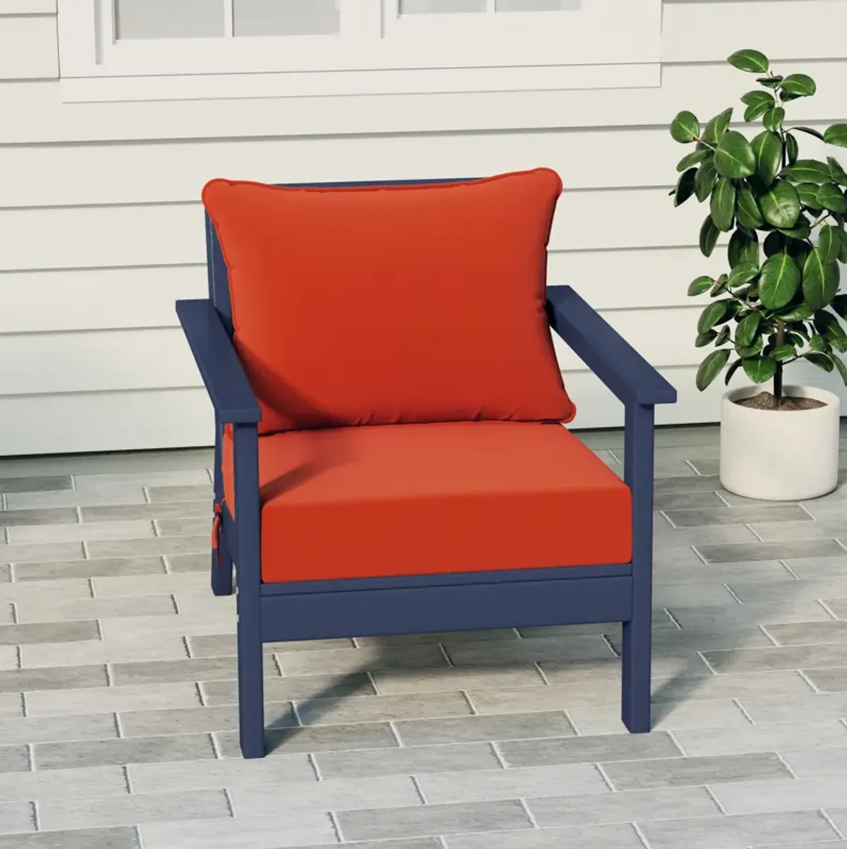 WestinTrends Outdoor Modern HDPE Patio Club Chair with Deep Seat Cushions