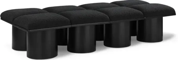 Meridian Furniture Pavilion Black Boucle Fabric Bench
