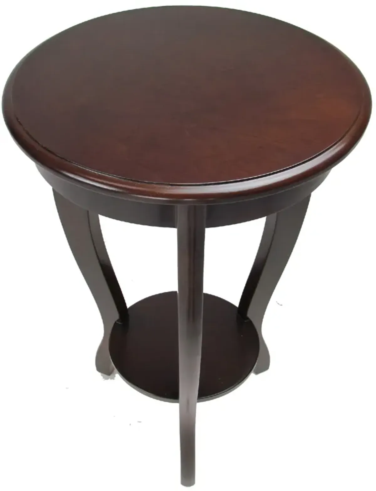 31.5 Inch Round Pedestal Stand with Open Bottom Shelf and Flared Legs,Brown-Benzara