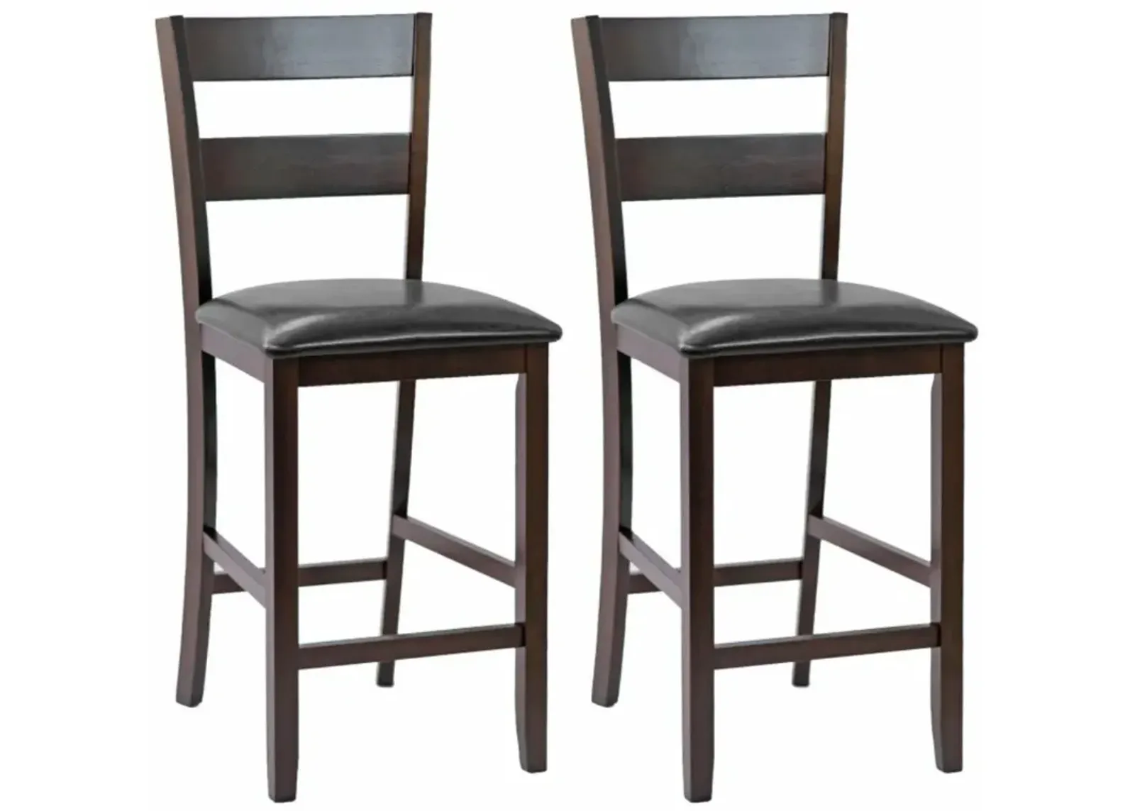 Hivvago 2-Pieces Upholstered Bar Stools Counter Height Chairs with PU Leather Cover