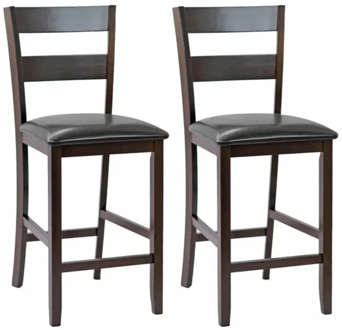 Hivvago 2-Pieces Upholstered Bar Stools Counter Height Chairs with PU Leather Cover