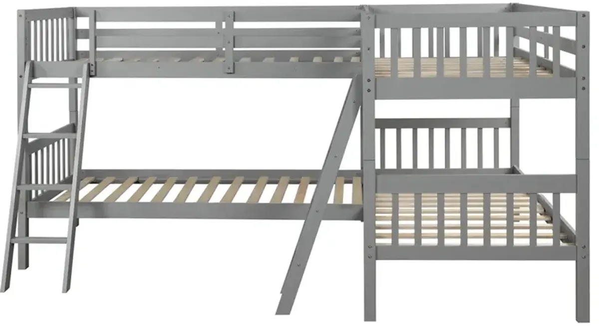 L-Shaped Bunk Bed With Ladder, Twin Size