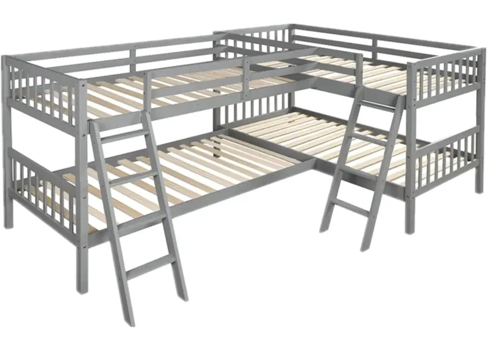 L-Shaped Bunk Bed With Ladder, Twin Size