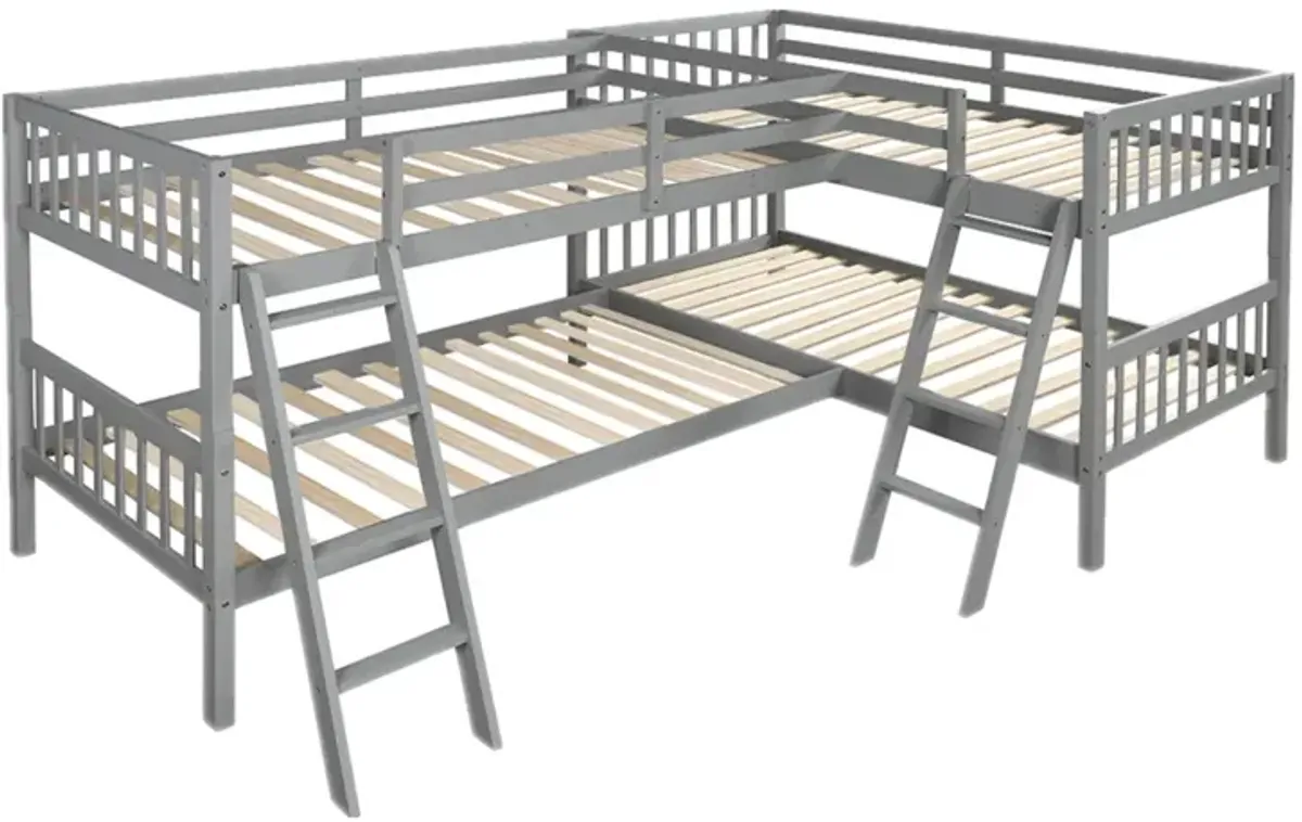 L-Shaped Bunk Bed With Ladder, Twin Size