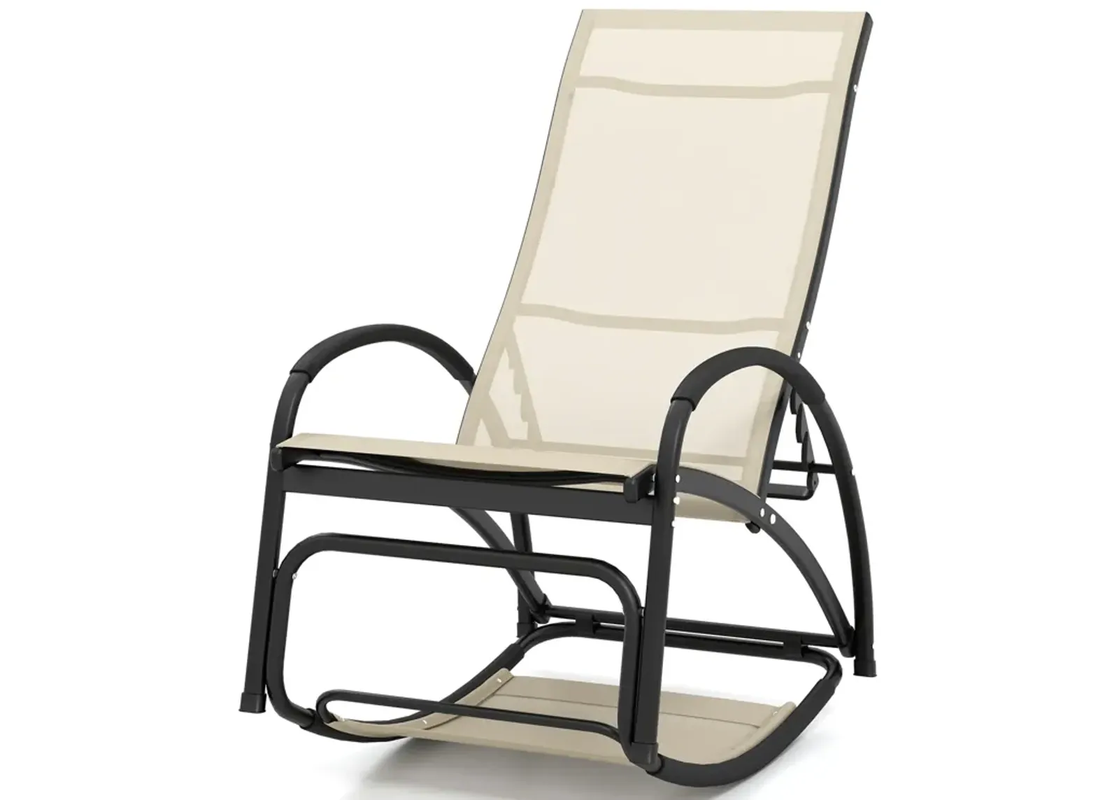 2-in-1 Outdoor Rocking Chair with 4-Position Adjustable Backrest for Patio Porch Poolside