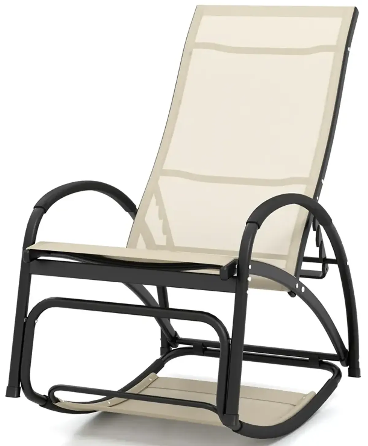 2-in-1 Outdoor Rocking Chair with 4-Position Adjustable Backrest for Patio Porch Poolside