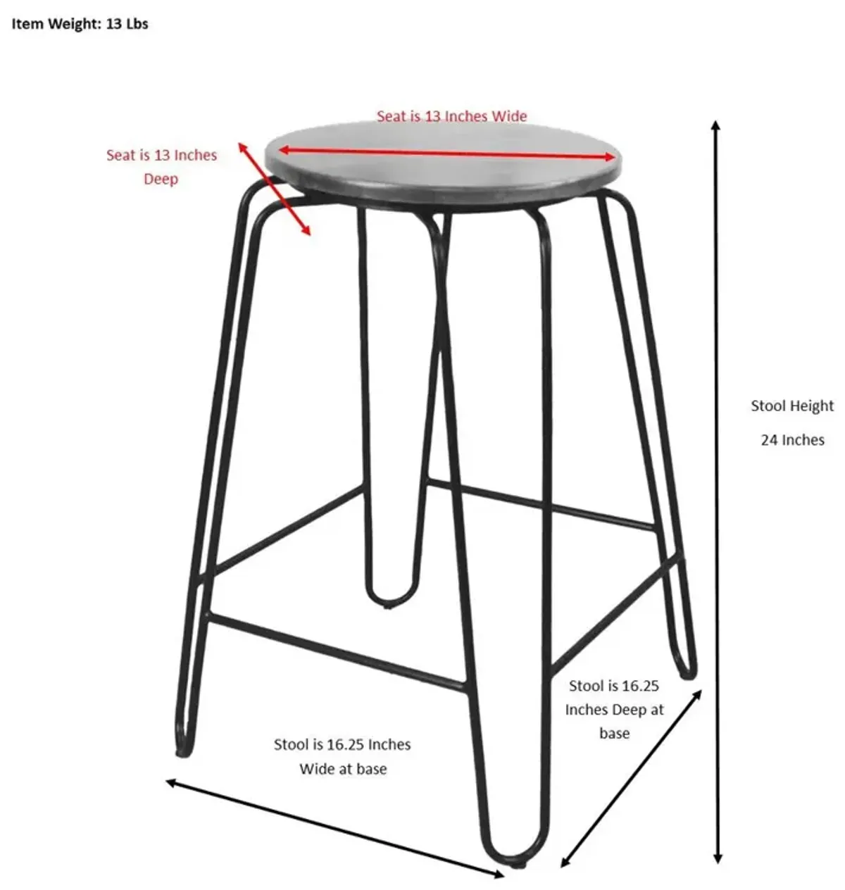 Carolina Living Ethan 24 Counter Stool - Set of 2 - Elm Top - Black Base