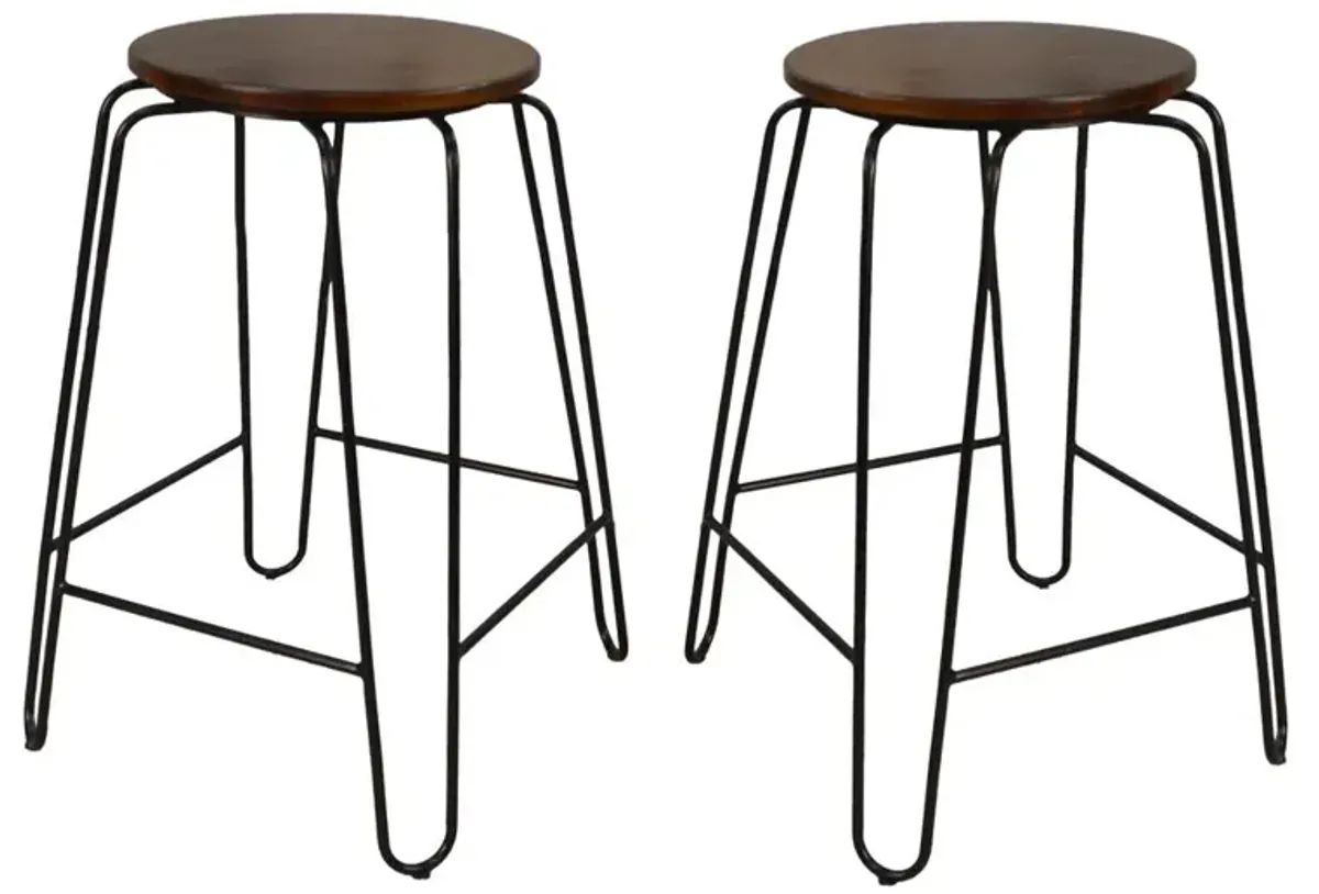 Carolina Living Ethan 24 Counter Stool - Set of 2 - Elm Top - Black Base