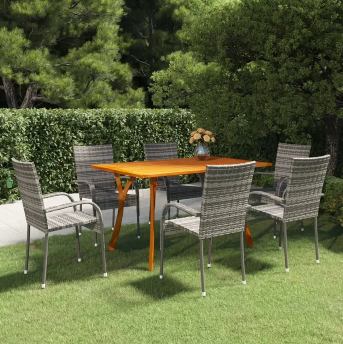 vidaXL 7 Piece Garden Dining Set Gray