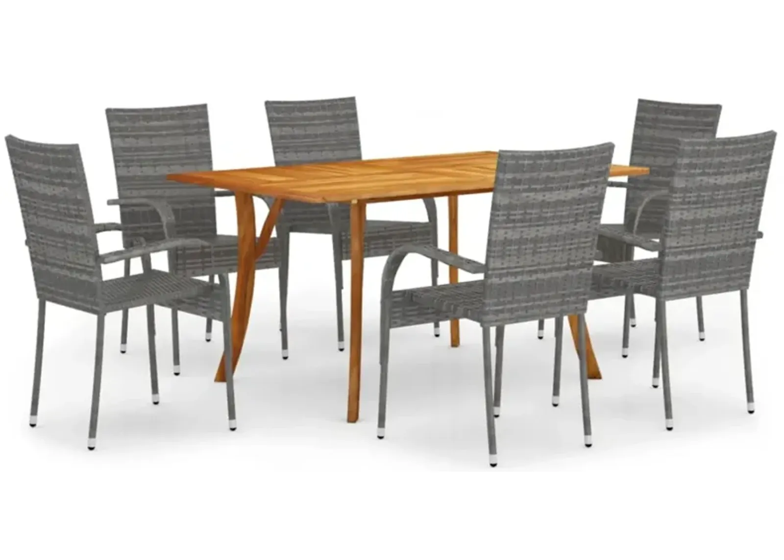 vidaXL 7 Piece Garden Dining Set Gray