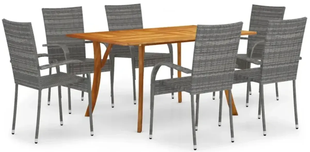 vidaXL 7 Piece Garden Dining Set Gray