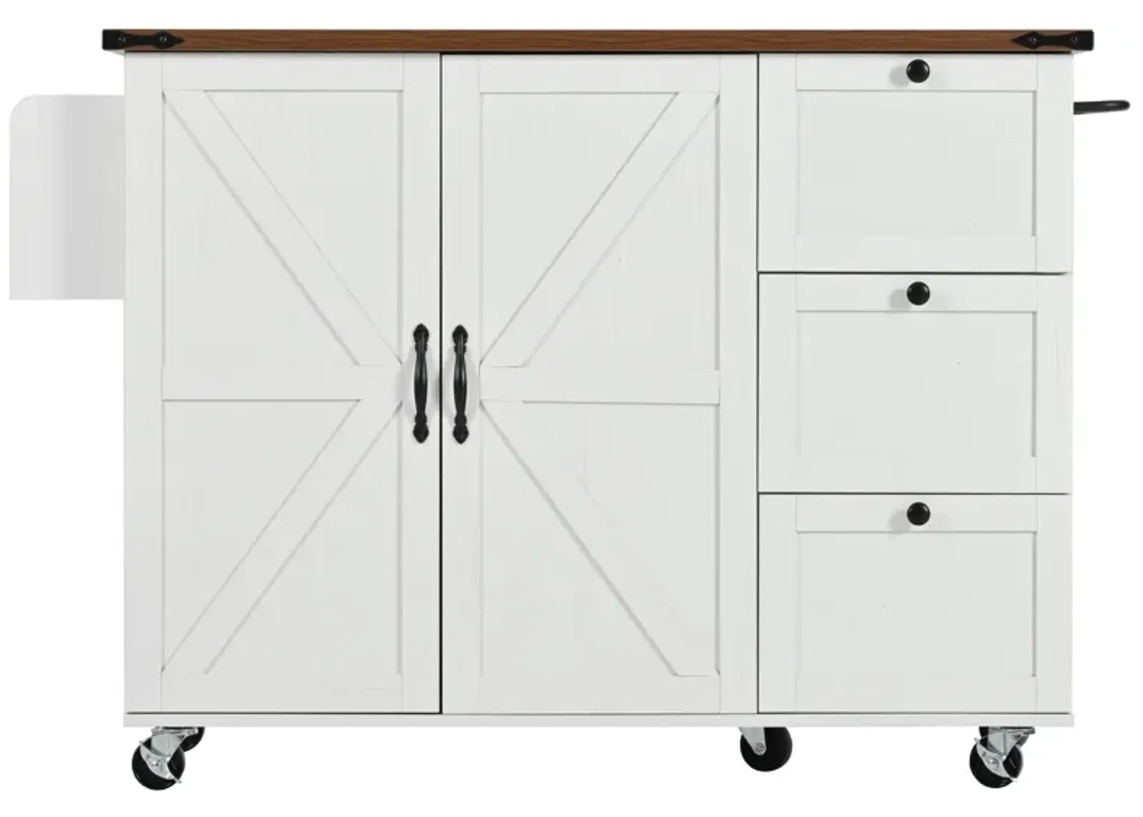 Merax Farmhouse Kitchen Island with Wheels