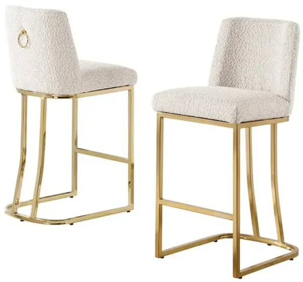Cream With Gold Base Barstools, Set Of 2