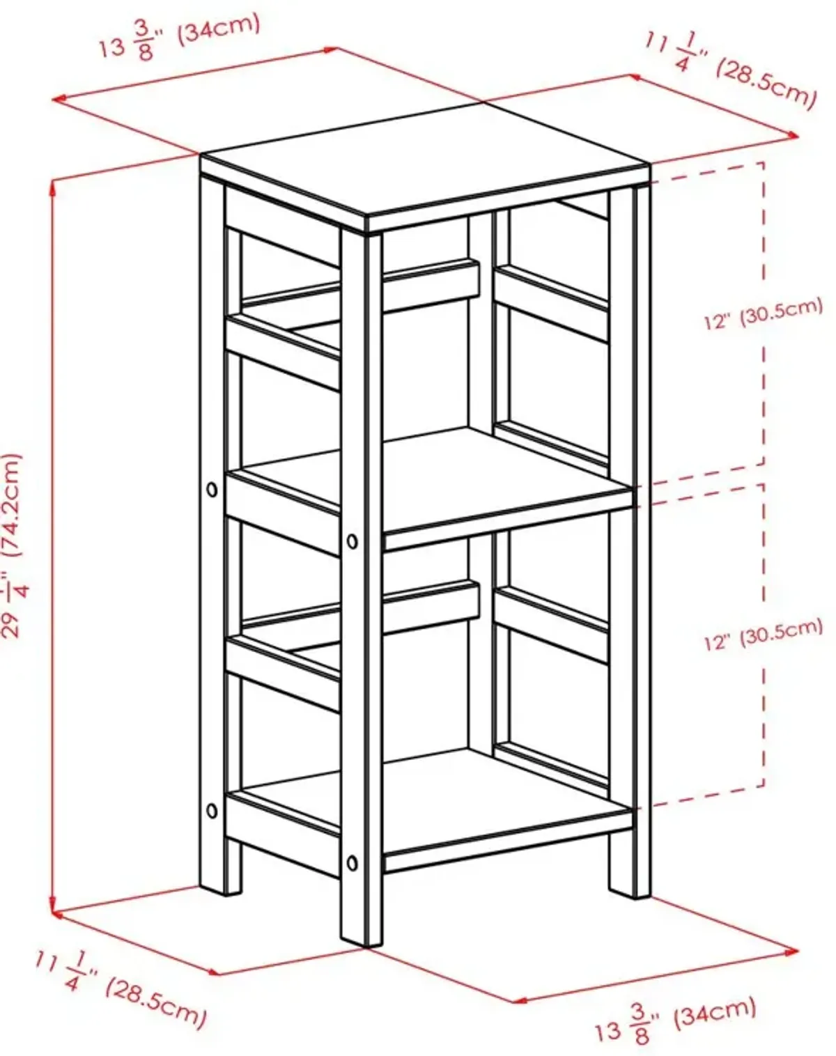 Leo Shelf / Storage, Book, 2-Tier, Narrow