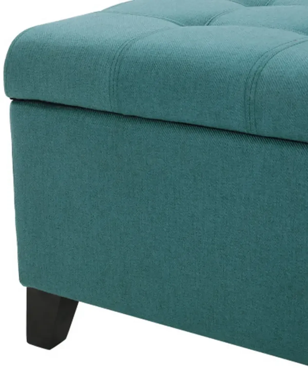 Nira Storage Ottoman Bench, Button Tufted Teal Blue Fabric, 51 Inch -Benzara