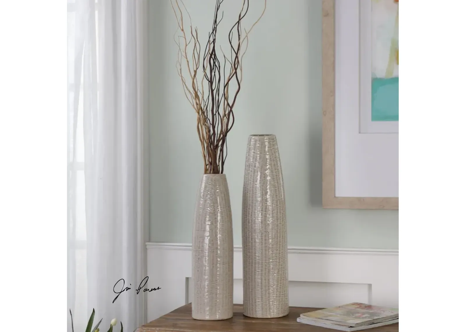 Uttermost Sara Textured Ceramic Vases S/2