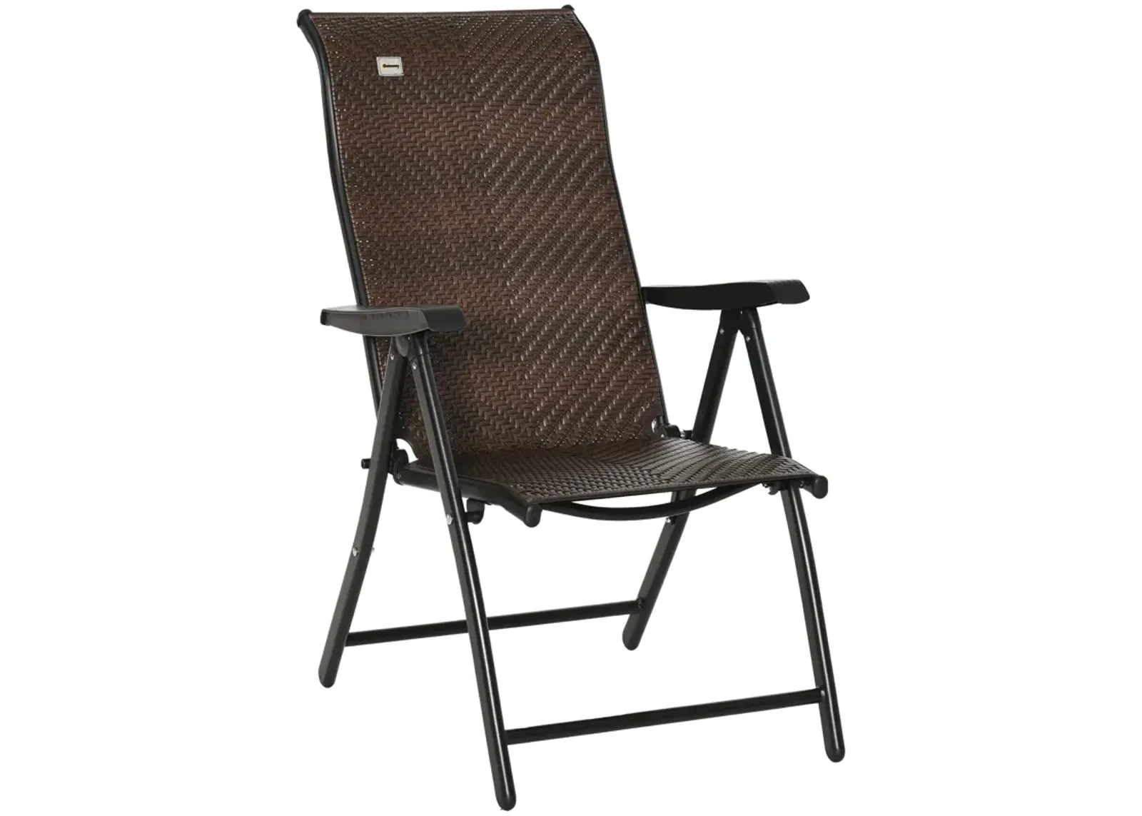 Brown Outdoor Lounger: Wicker Folding Recliner with Adjustable Back