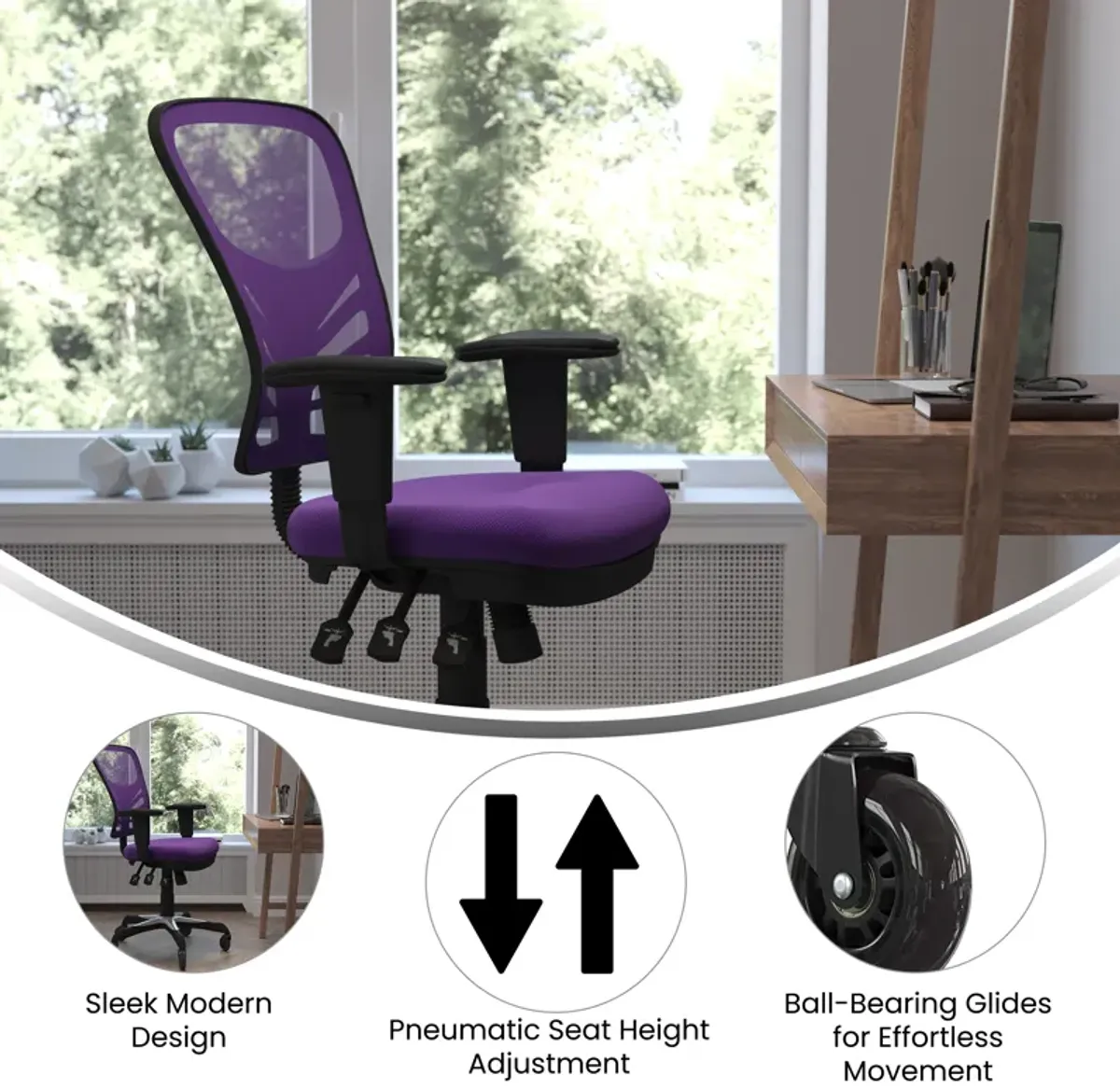 Nicholas Mid-Back   Mesh Multifunction Executive Swivel Ergonomic Office Chair with Adjustable Arms and Transparent Roller Wheels