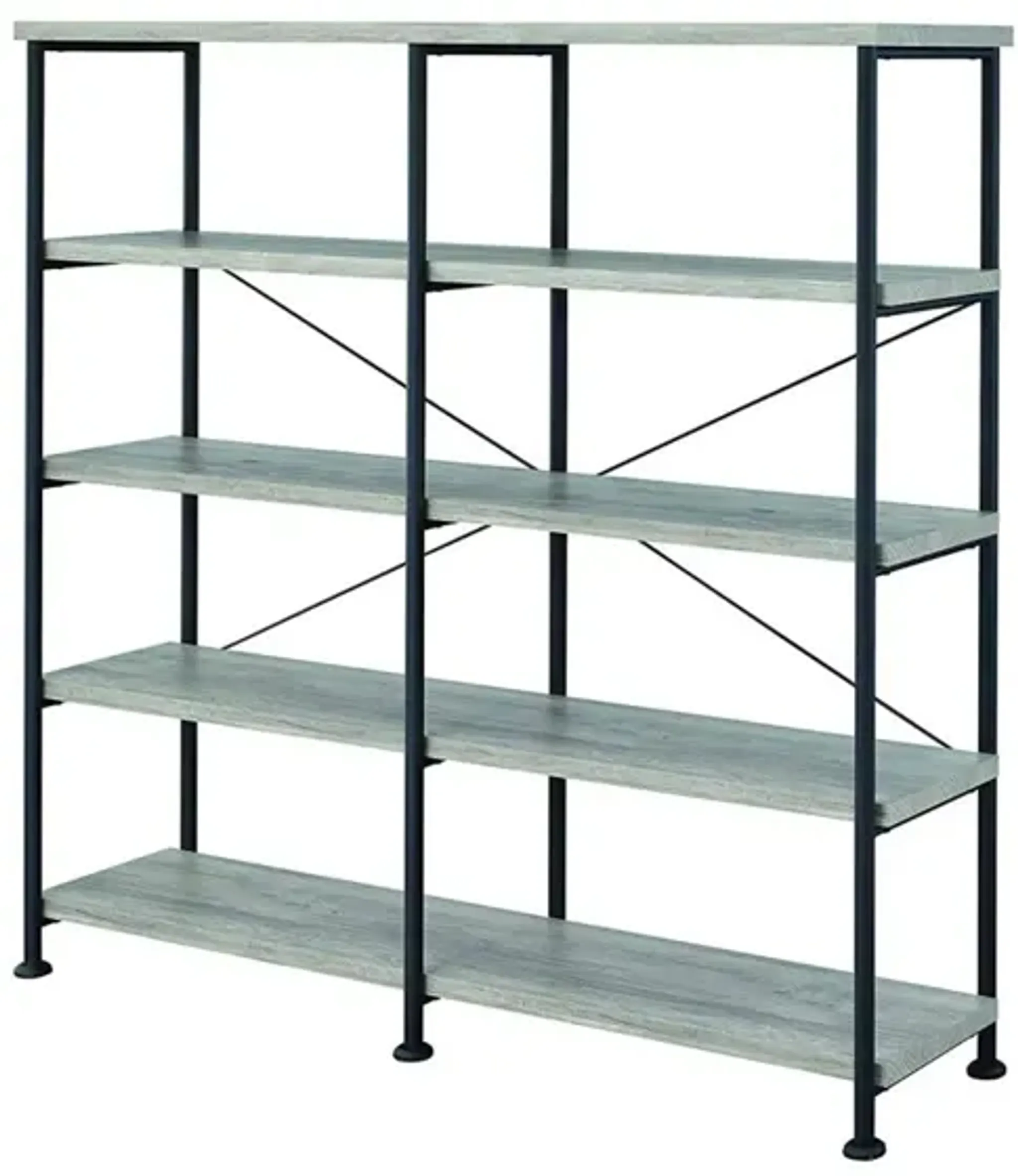 63 Inch Industrial 4 Tier Bookshelf Particleboard Metal Frame Gray ...