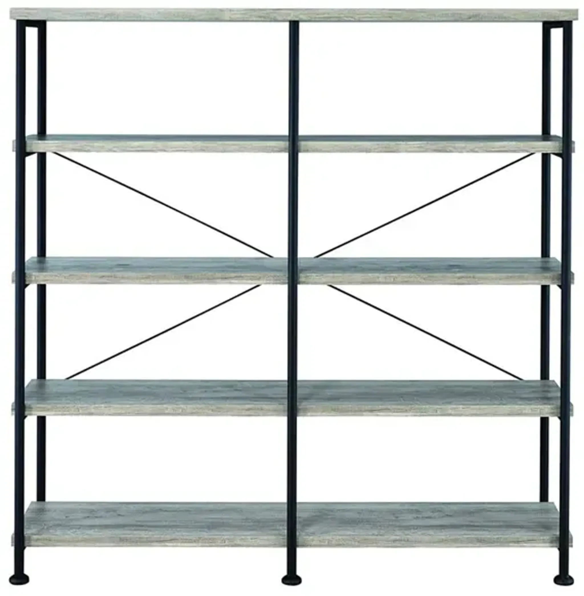 63 Inch Industrial 4 Tier Bookshelf Particleboard Metal Frame Gray ...
